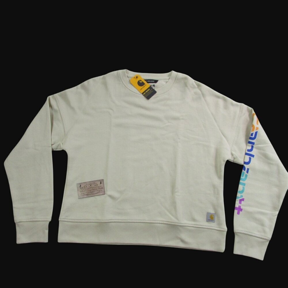 Carhartt Women's Tencel Fiber Series Loose Fit Sleeve Graphic Sweatshirt OatMilk - Picture 2 of 4